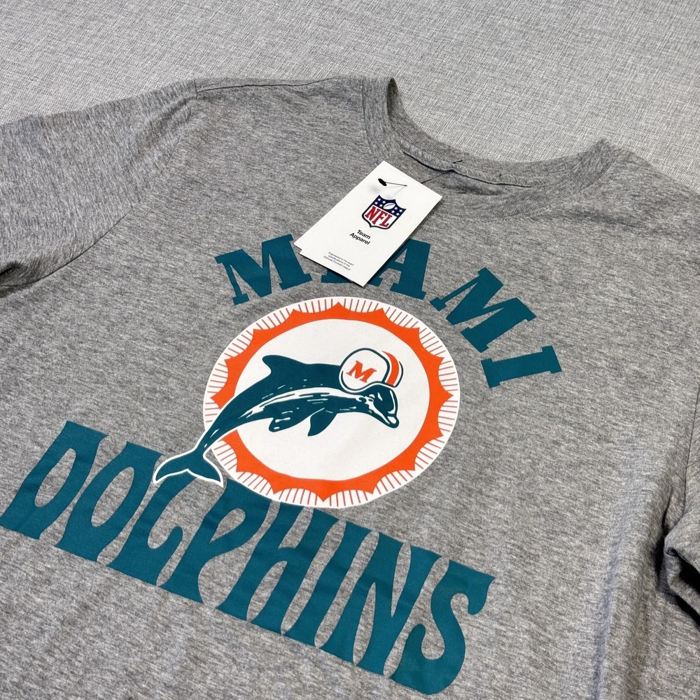 Nike T-Shirt Mens L Gray Miami Dolphins Crew Neck Short Sleeve Tagless